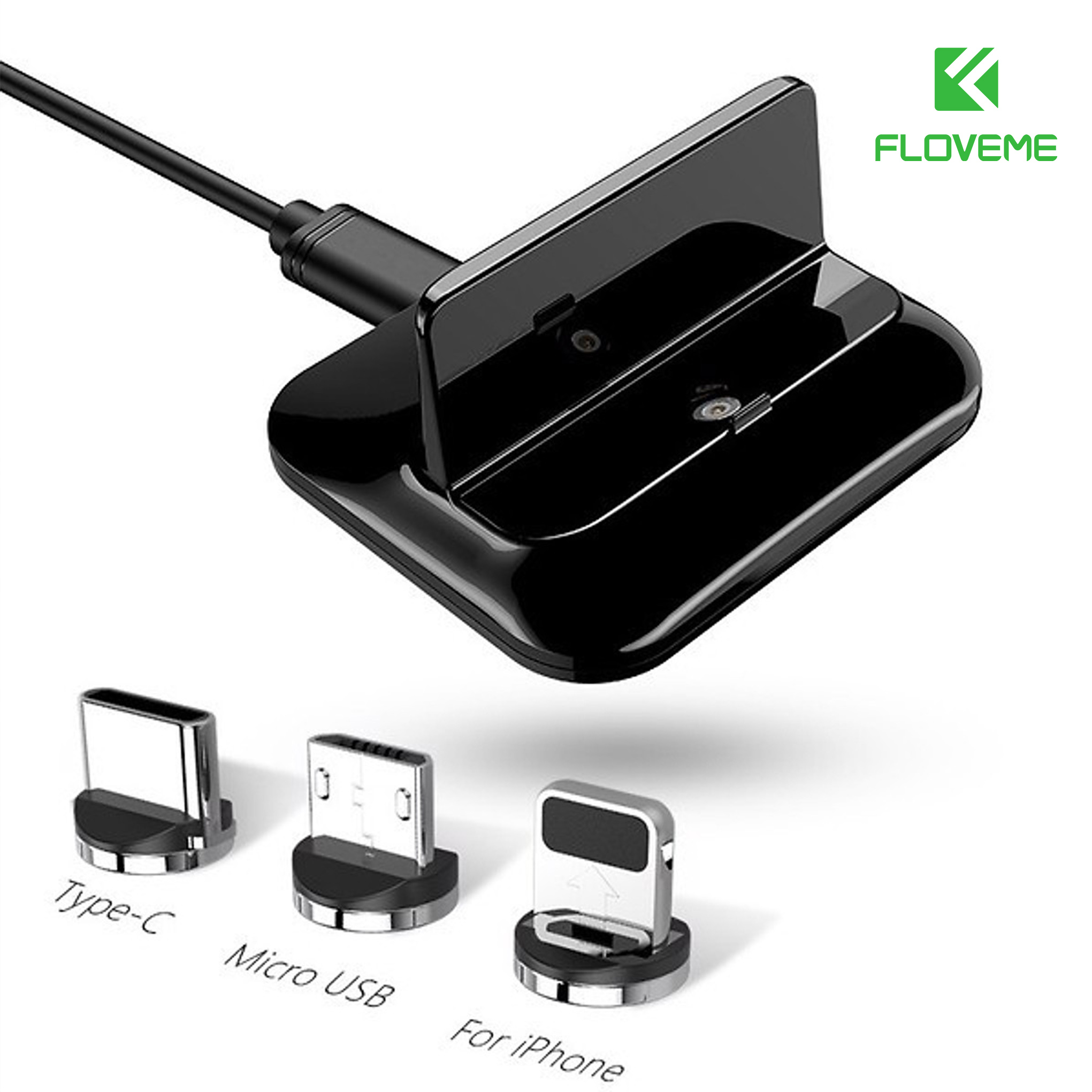 Đế Sạc Nhanh FLOVEME Nam Châm 3 Trong 1 Xem Phim Tiện Lợi , Đa chức năng hỗ trợ dành cho IPhone, TYPE - C , Micro USB - Hàng Chính Hãng