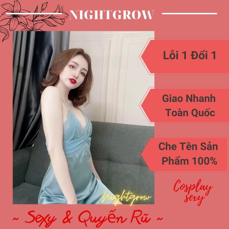 VÁY LỤA REN B13 NIGHTGROW, DỄ MẶC, DỄ NGỦ, LỤA SATTIN MỀM MỊN