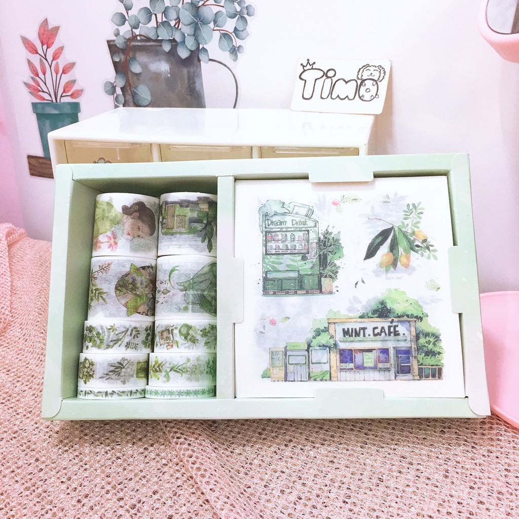 Washi Tape Vintge Hoa Tiết Cổ Điển Kèm Sticker Trang Trí Sổ Tay Dễ Thương 10x10 TIMO WS24