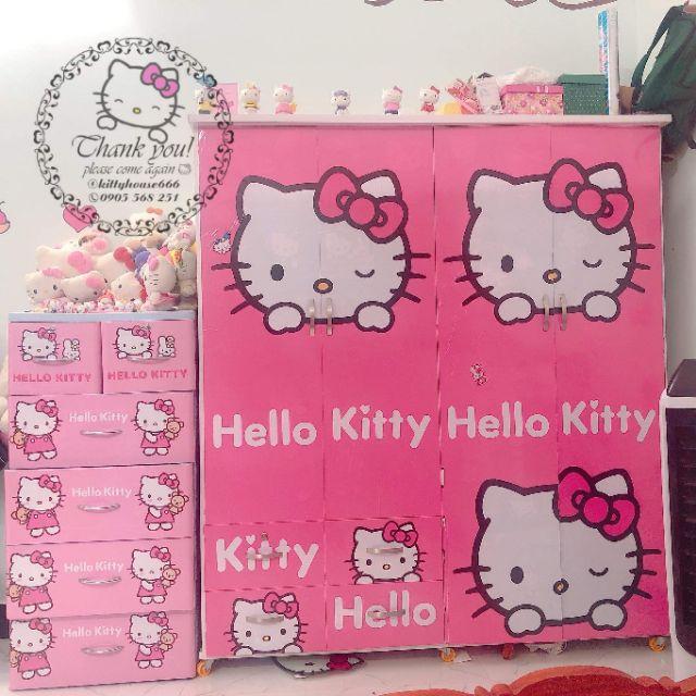 DECAL DÁN MẶT TỦ 5 NGĂN HÌNH KITTY