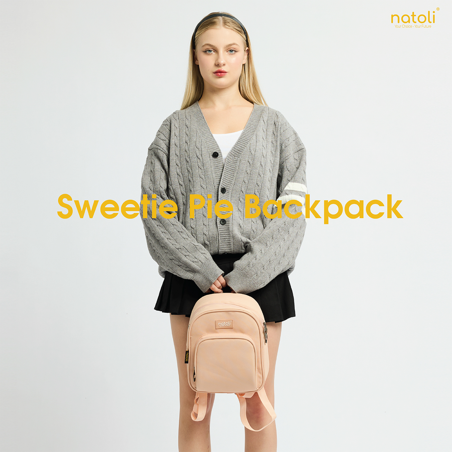 Balo thời trang mini chính hãng NATOLI BST Sweetie Pie Backpack chất vải canvas  basic cao cấp