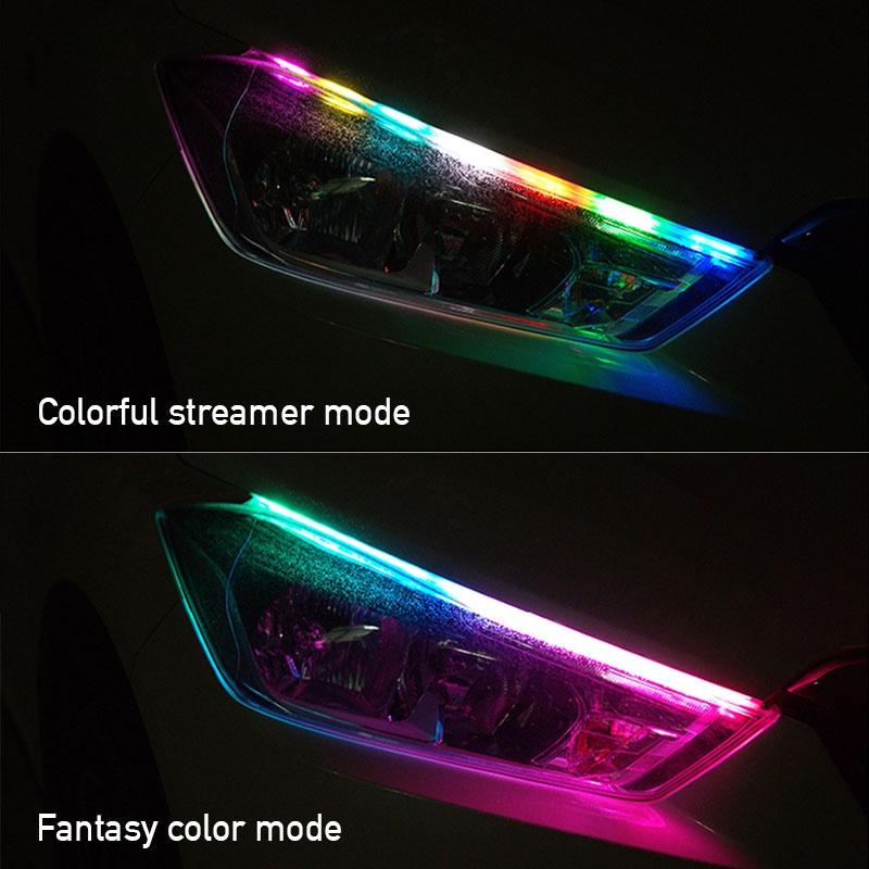 2 cái siêu mịn DRL siêu mỏng chạy ban ngày Ánh sáng chảy rẽ LED DRL chống thấm nước DRL linh hoạt Hướng dẫn ống mềm cho xe Dải đèn LED cho đèn pha (60cm / 45cm / 30cm)