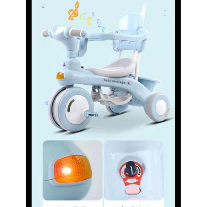 Xe đẩy xe đạp 3 bánh hạng cao cấp có nhạc mái che cho bé