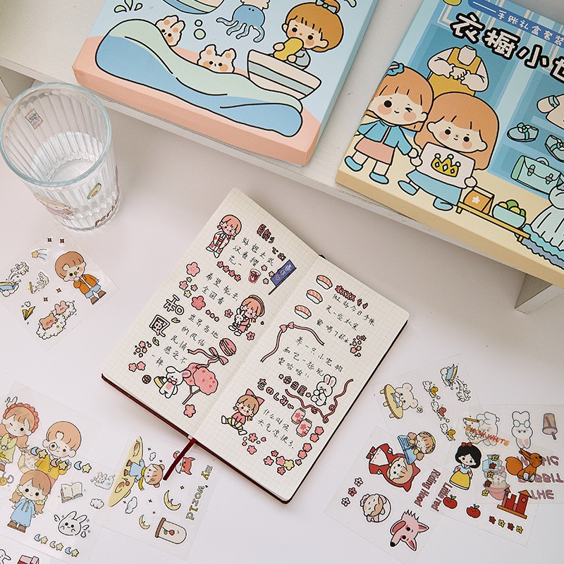 Set 25 tấm ticker dán trong suốt xịn xò với nhiều họa tiết hoạt hình siêu dễ thương