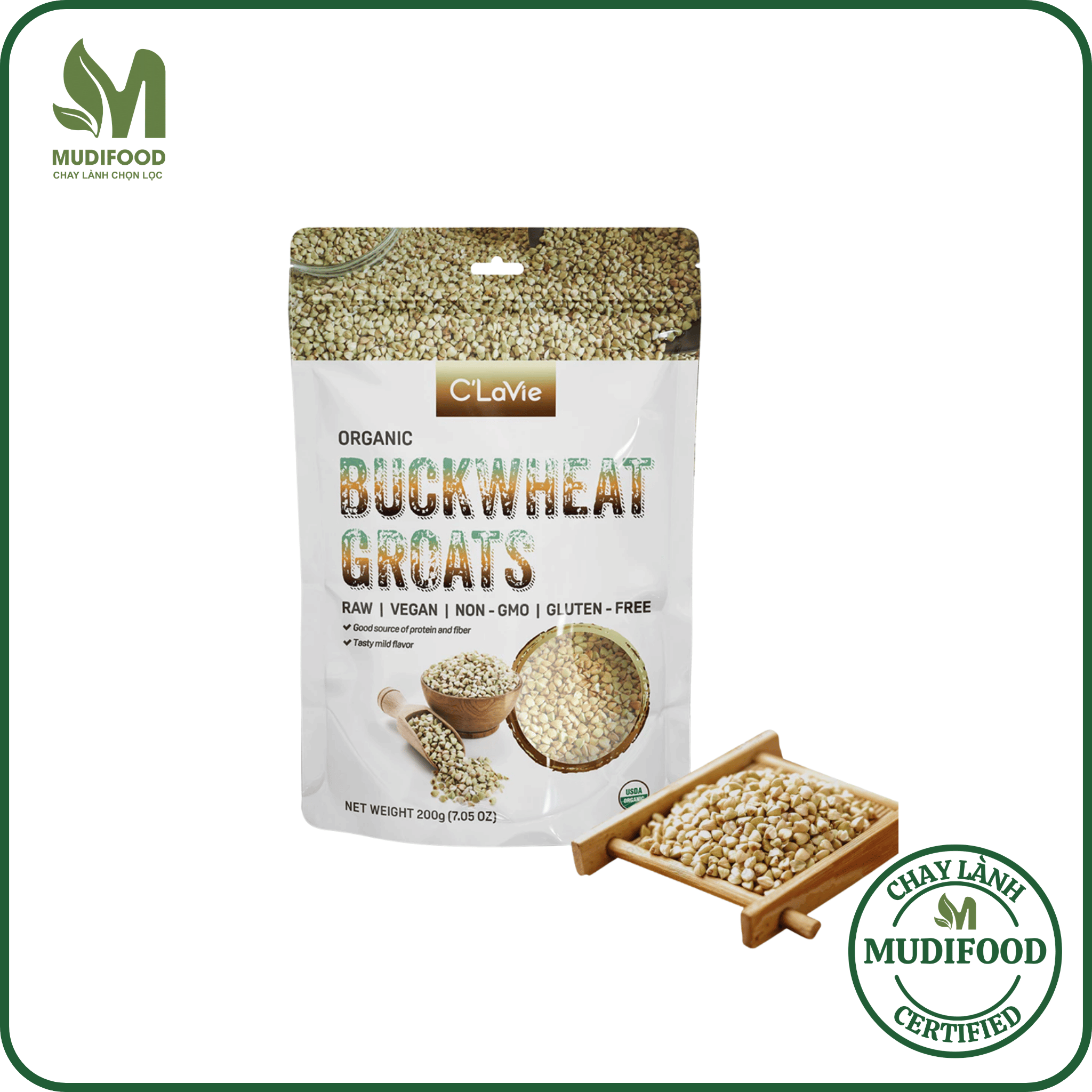 Hạt Kiều Mạch Hữu Cơ C'Lavie Gói 200g - Cho Bé Ăn Dặm, Tiện Lợi, Eatclean, Nấu Sữa Hạt, Healthy, Người Ăn Chay, Giàu Dinh Dưỡng