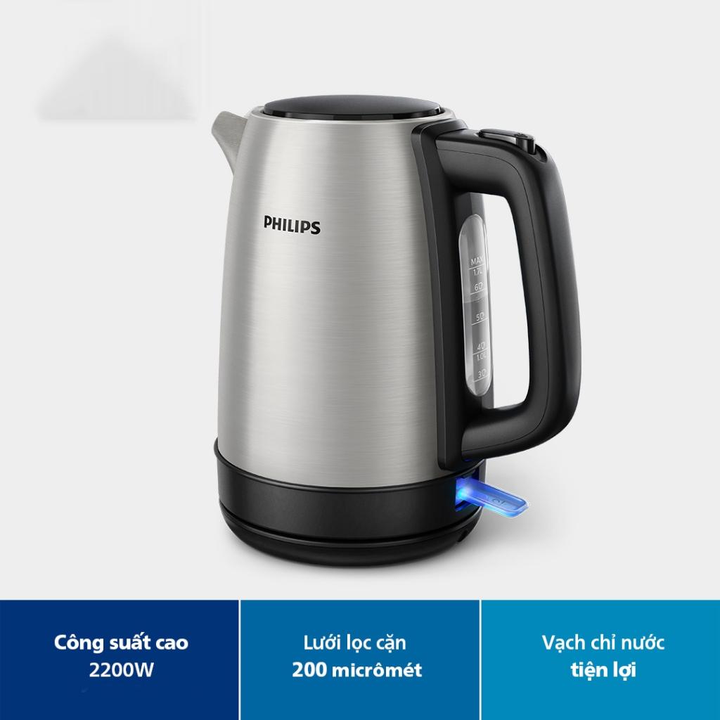 Ấm Đun Siêu Tốc Philips HD9350/90, 2200w - 1.7Lit, Mâm Nhiệt Strix Siêu Bền, Hàng Chính Hãng