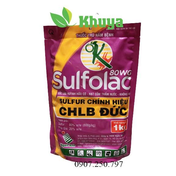 Thuốc trừ nấm bệnh Ok Sulfolac 80WG gói 1kg Gốc lưu huỳnh hữu cơ