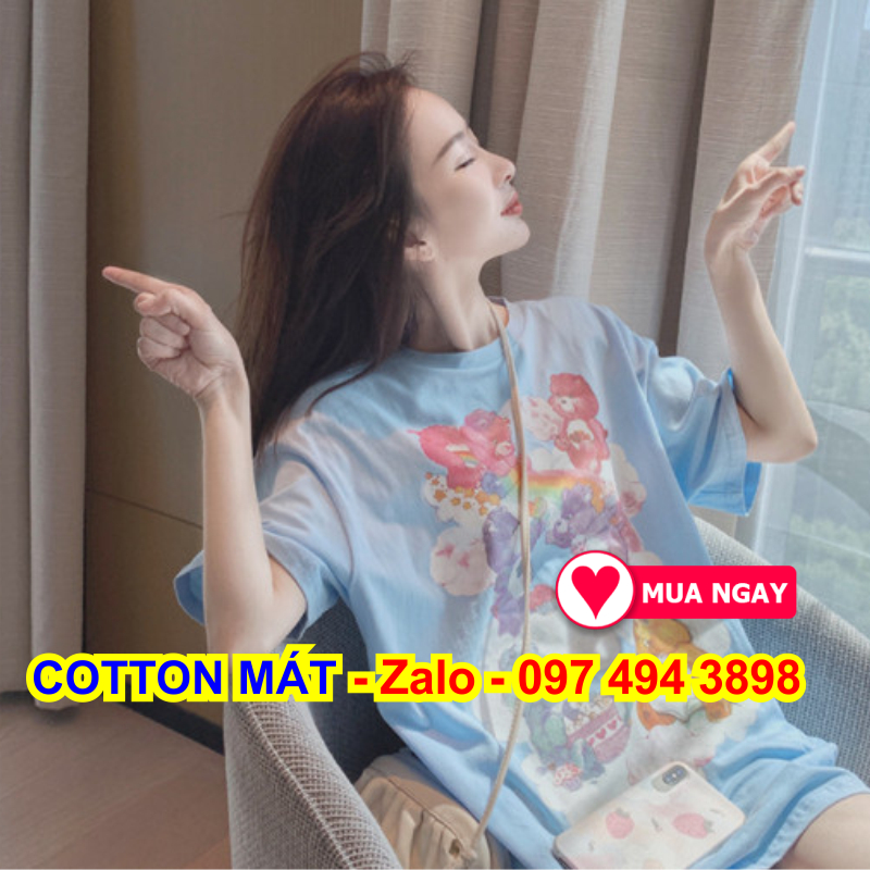 Áo thun, áo phông ngắn tay form rộng phong cách unisex kiểu áo t-shirt hình gấu dễ thương bao xài không phai chống nhăn hiệu quả giặt phơi lên là thẳng tắp