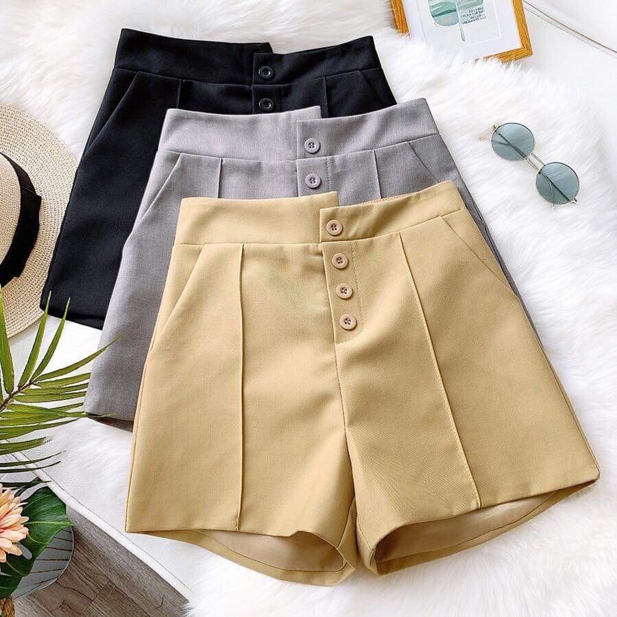 Quần short nữ kèm belt siêu đẹp quần sooc nữ chất tuyết mưa đứng from thời trang Banamo Fashion, short kèm belt đen 632