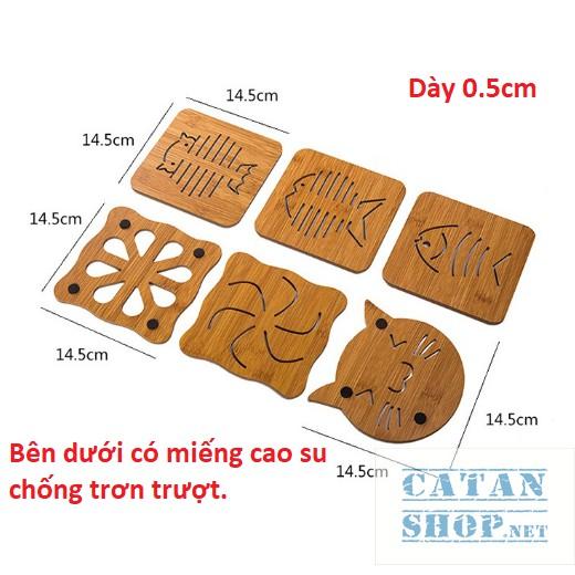 Miếng lót nồi Gỗ, lót cốc chén cách nhiệt chống nóng bằng gỗ Nhiều mẫu siêu Cute GD289-LNGo