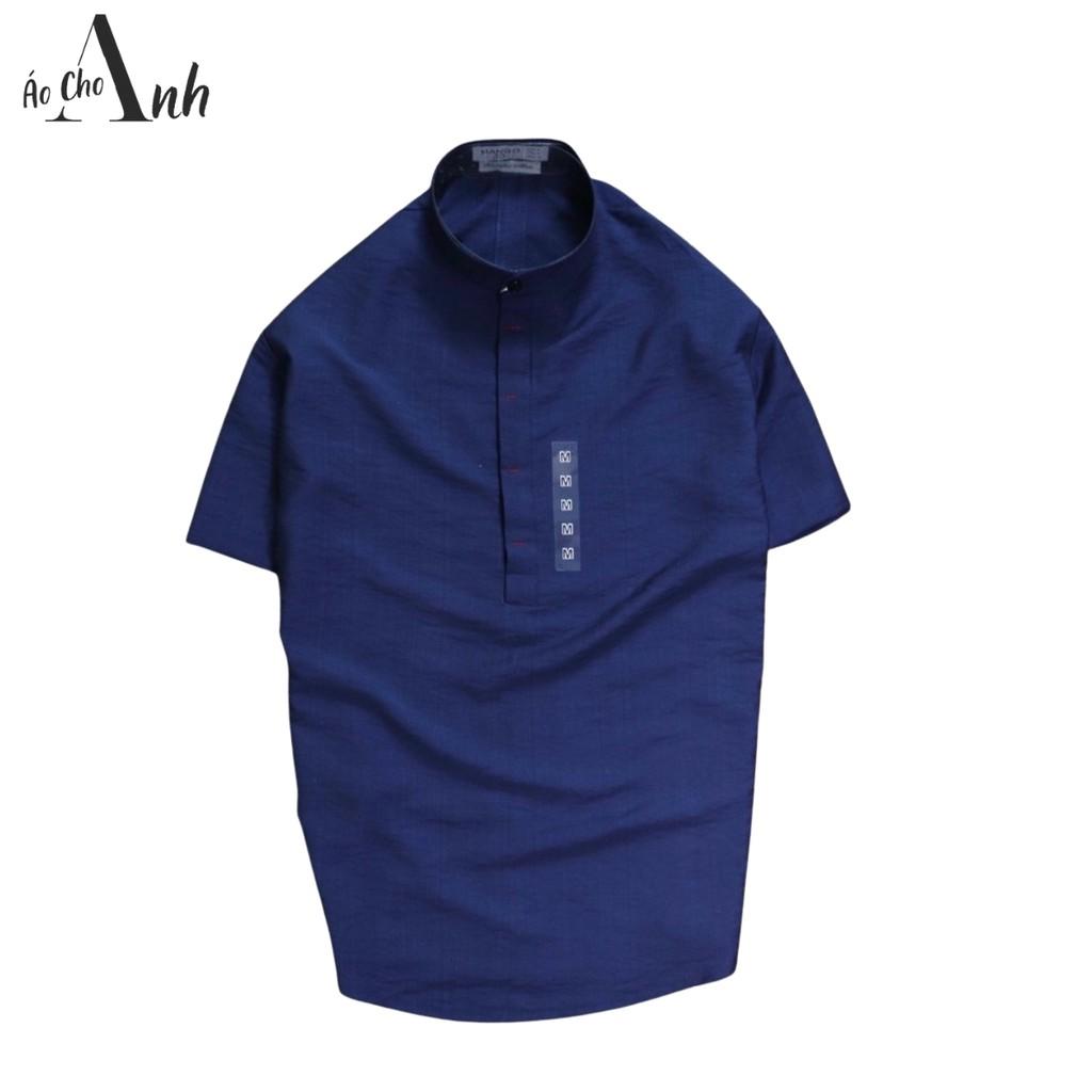 |new arrival 2021| Áo sơ mi nam họa tiết trơn NGắn tay vải đủi thoáng mát cực mịn không bay màu - ASM019