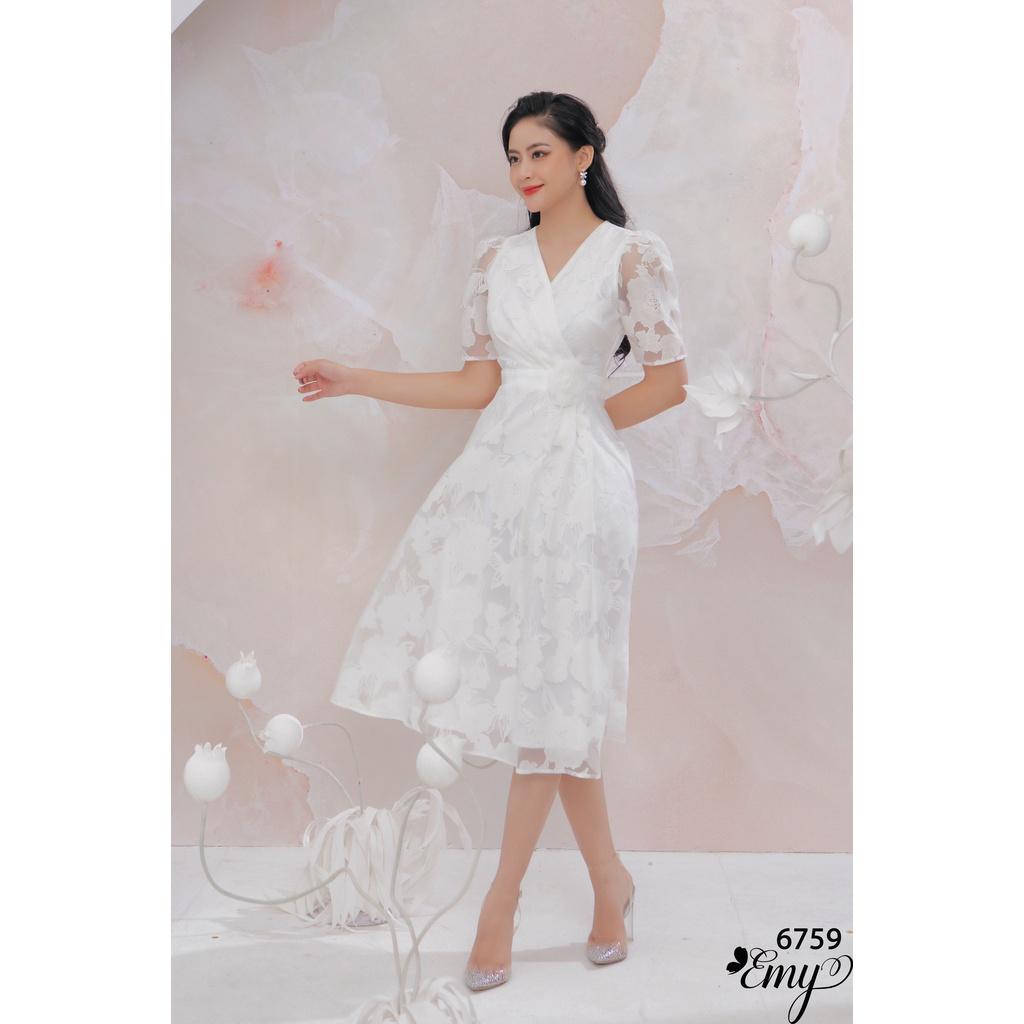 Đầm EMY EM6759 Xoè Ren Trắng