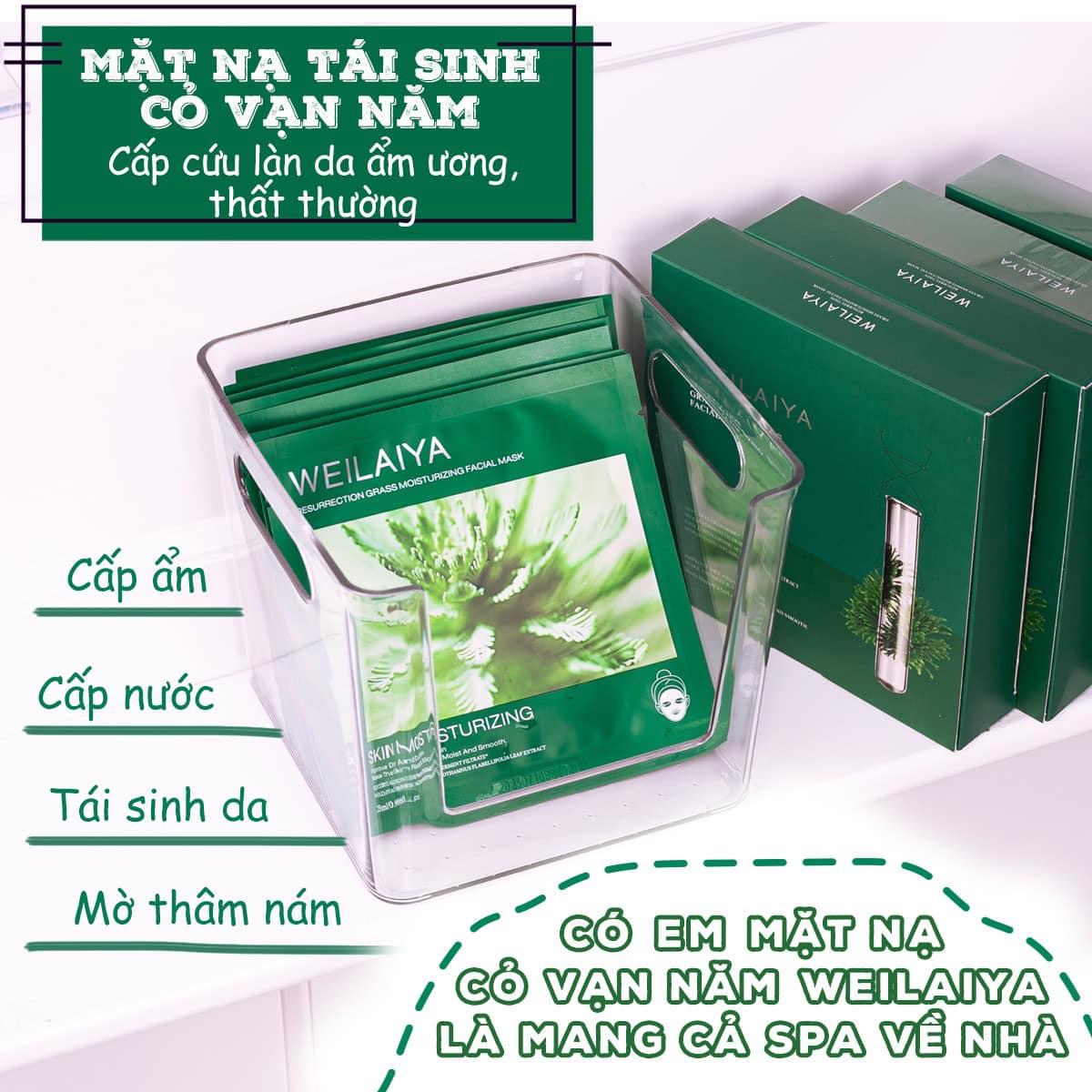 10 Miếng Mặt Nạ Tái Sinh Cỏ Vạn Năm Weilaiya - Weilaiya Resurrection Grass Moisturizing Facial Mask