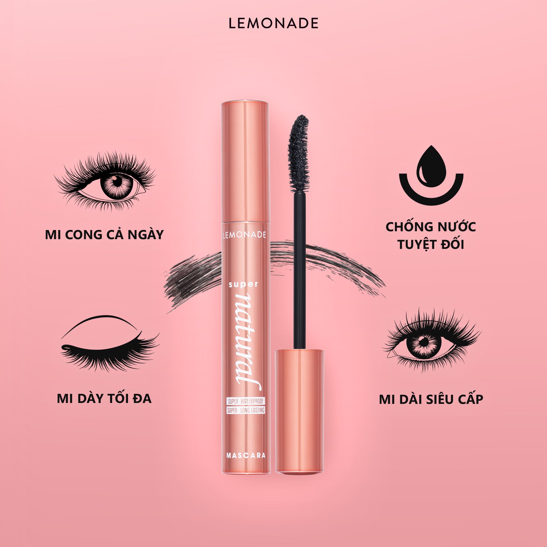 Combo Lemonade Bảng phấn mắt Aesthetic Eyeshadow Palette 8.8g và Chuốt mi SuperNatural Mascara 7.5g