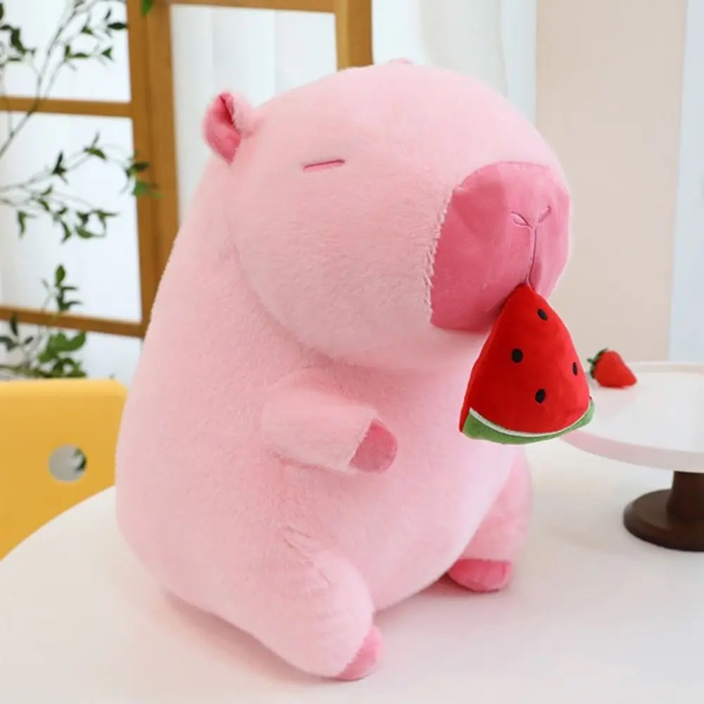 Thú nhồi bông capybara hồng dưa hấu đáng yêu - Size từ 30cm đến 50cm - Gấu bông chuột lang ăn dưa hấu có thể kéo được - Móc khoá gấu bông Capybara