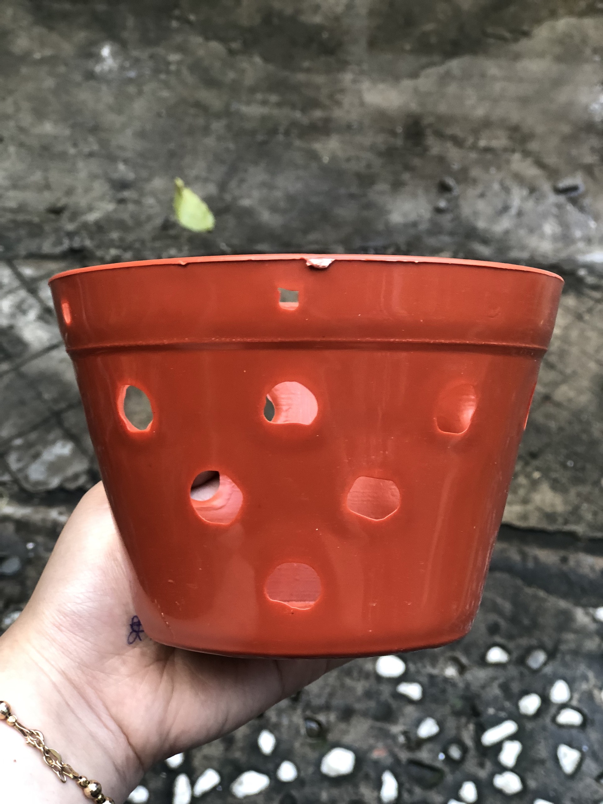Chậu Nhựa Giả Đất Nung Trồng Hoa Lan, Cây Cảnh- f14cm