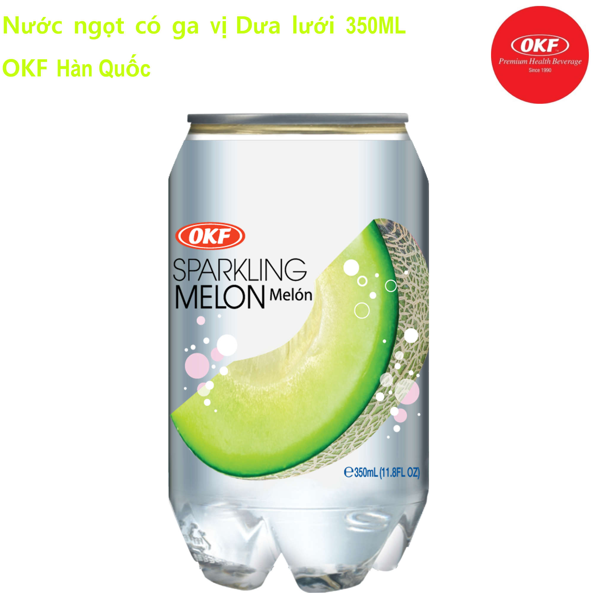 Nước ngọt có ga giải khát vị Dưa lưới (NƯỚC DƯA LƯỚI CÓ GA) 350ML X 6 CHAI OKF Hàn Quốc