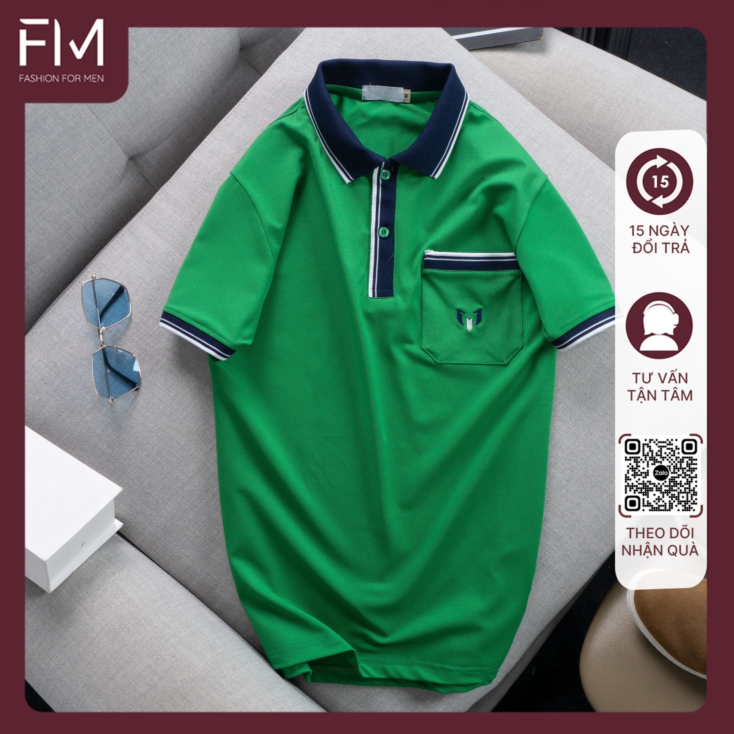 Áo thun có cổ ngắn tay thời trang nam, chất vải cotton cao cấp, co giãn tốt, mặc mát - FORMEN SHOP - FMPS203