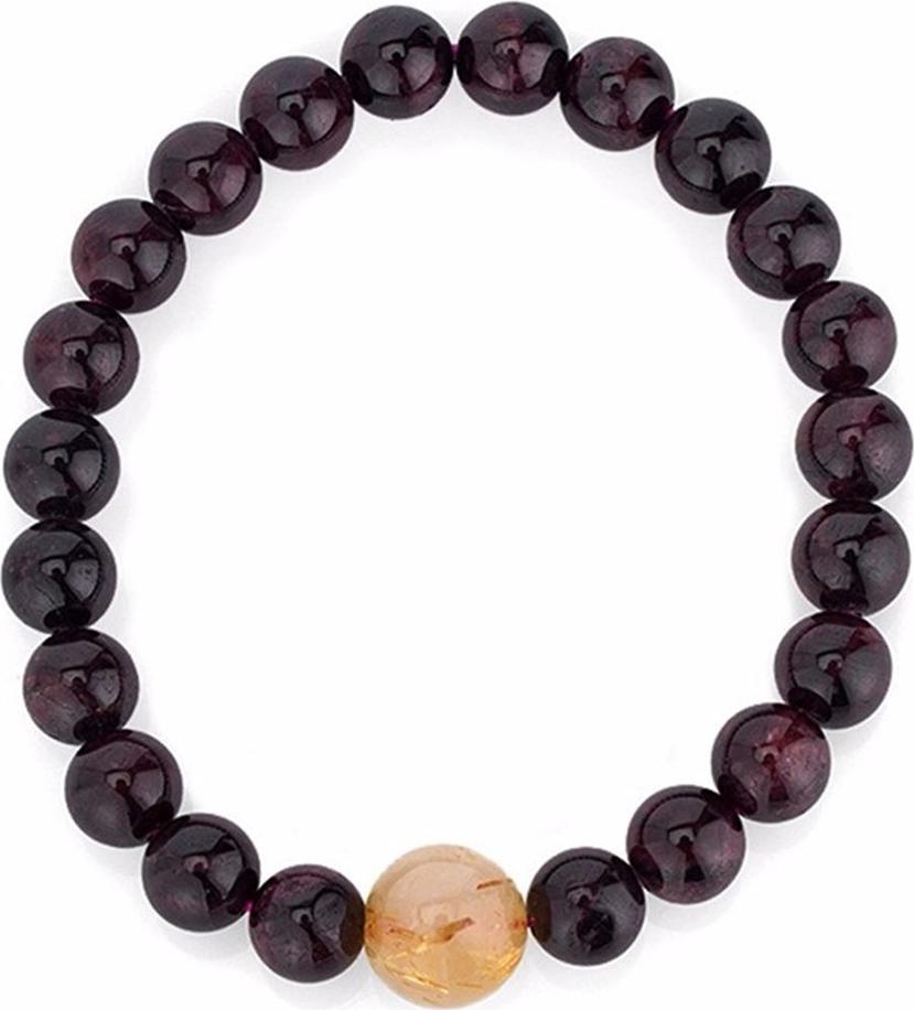 Gembank Lắc Tay Mệnh Thổ Đá Garnet Đá Thạch Anh Tóc Tự Nhiên