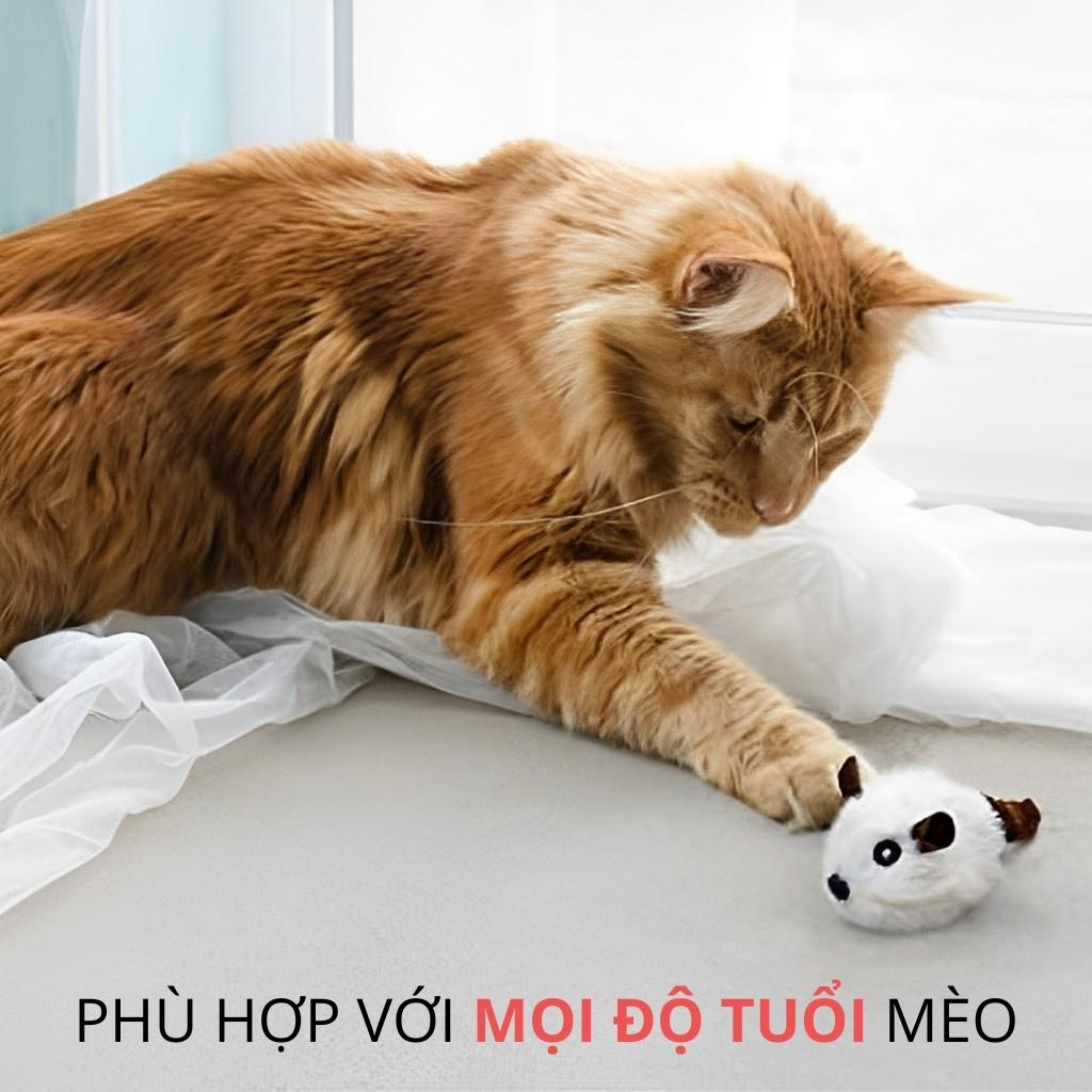 Đồ chơi cho mèo FOFOS, Đồ chơi đuổi bắt mô phỏng chuột, Có tiếng kêu, Chứa catnip cho mèo, Hoạt động bằng pin, Vải nhung