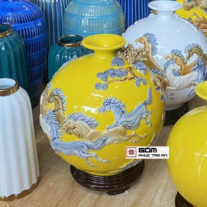 Bình hút tài lộc lọ hoa hút lộc mã đáo thành công 28cm