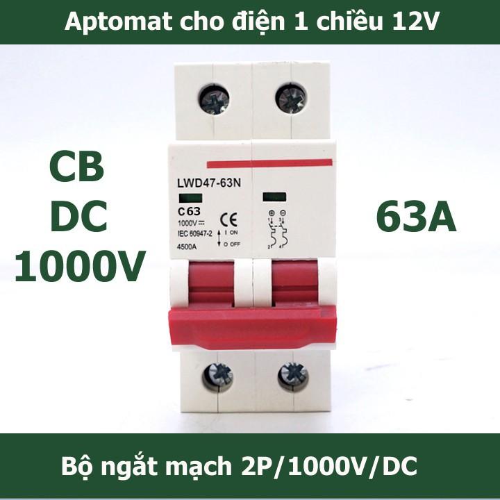 Bộ ngắt mạch năng lượng mặt trời mini DC 1000V 25A/40A/63A chuyên dụng, át 1 chiều, áp tô mát 1 chiều, cầu dao điện