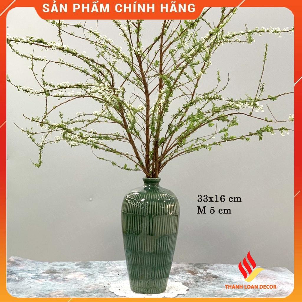 Lọ hoa gốm Bát Tràng cao cấp 33 cm - Bình hoa decor trang trí cỡ to - Men hỏa biến