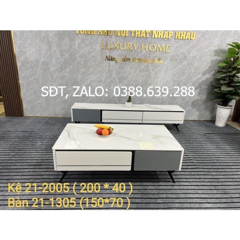Hàng HOT GIÁ SỈ Bàn trà + kệ tivi nhập khẩu mặt đá vân bóng