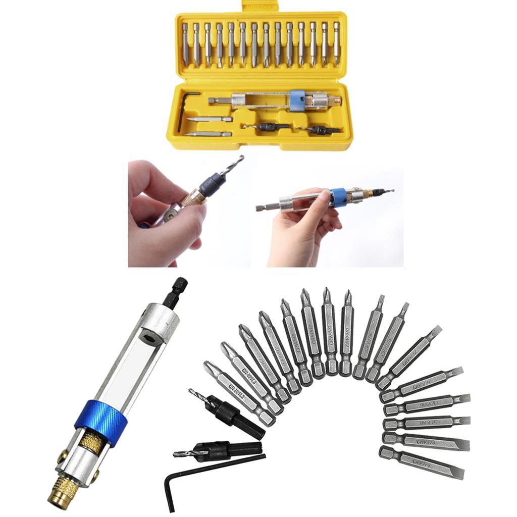 20pcs Multi Screwdriver Set Drill Driver Countersink Bits & Wrench