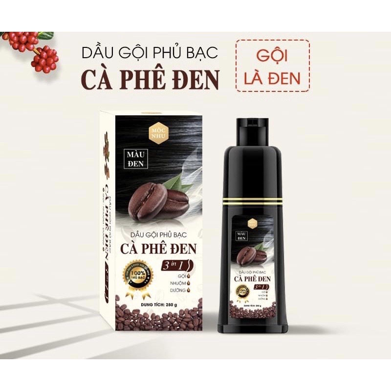 Dầu Gội Phủ Bạc Cà Phê Đen Mộc Nhu 280g Giúp Ngăn Chặn Tóc Bạc Sớm