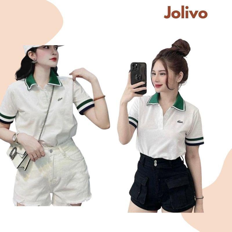 Áo polo nữ cổ  xanh cotton