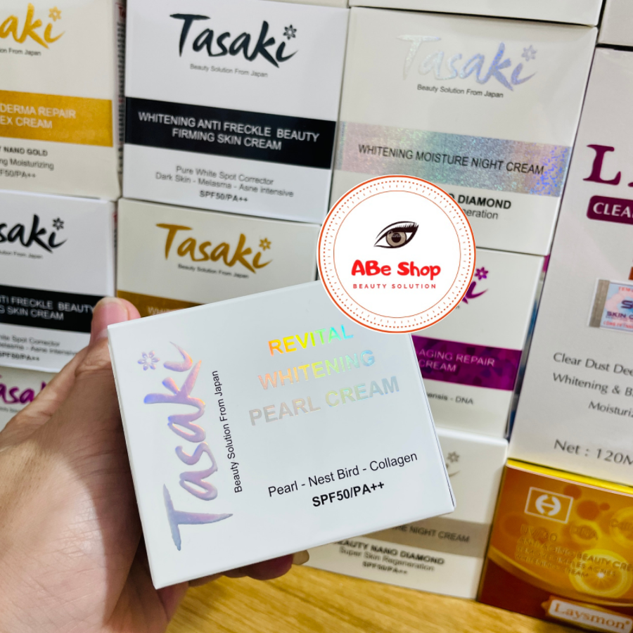 KEM TASAKI NGỌC TRAI - COLLAGEN - YẾN ( Hũ Tròn ) - REVITAL WHITENING PEARL CREAM 20G