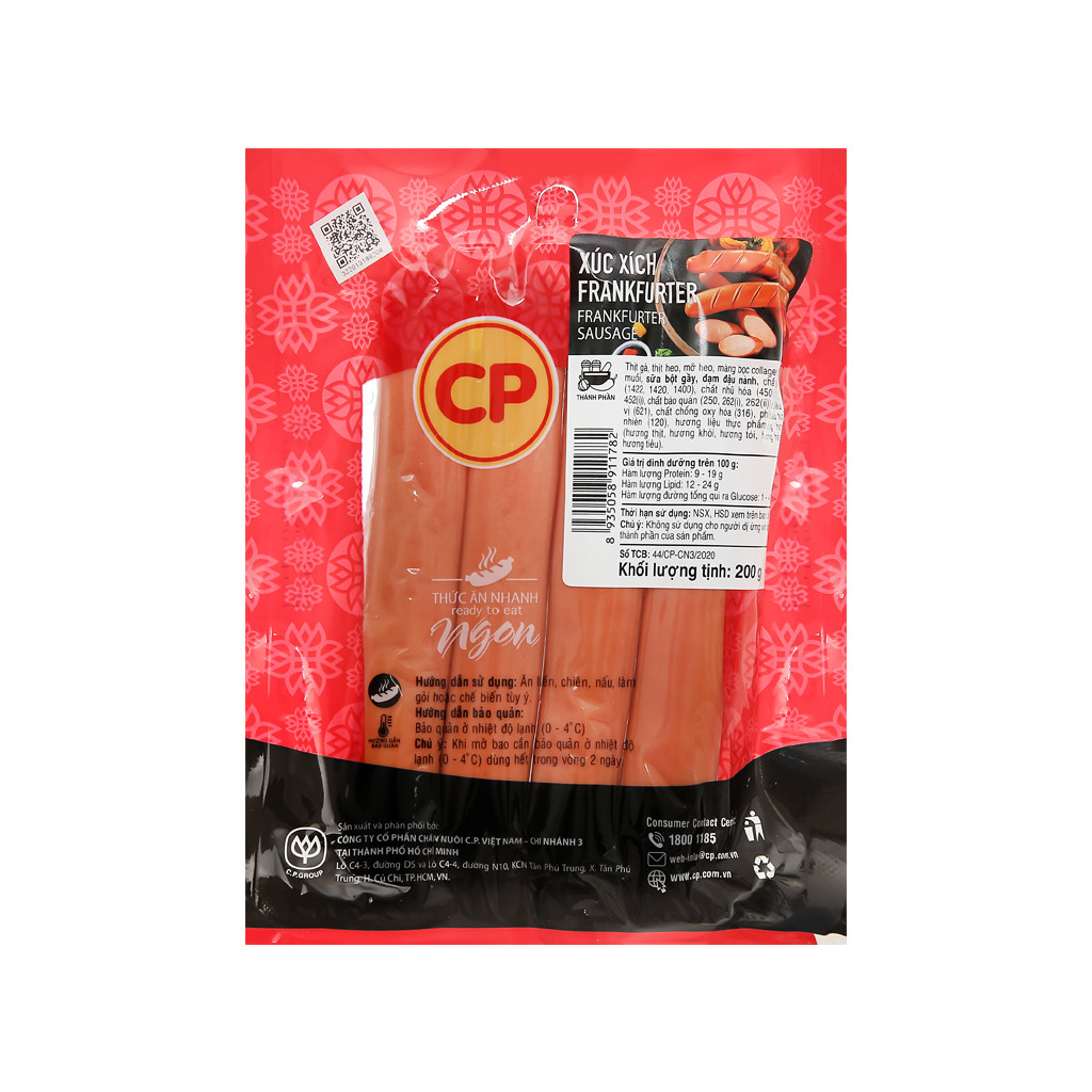 - Xúc xích heo Frankfuter CP - Loại 200g