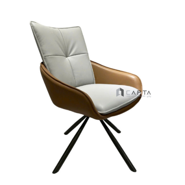 Ghế trang điểm nệm da pu chân đen CRAB 7A-P Nội thất Capta Ghế phòng ăn cao cấp chân xoay hiện đại nệm pvc nhập khẩu tại tp hcm