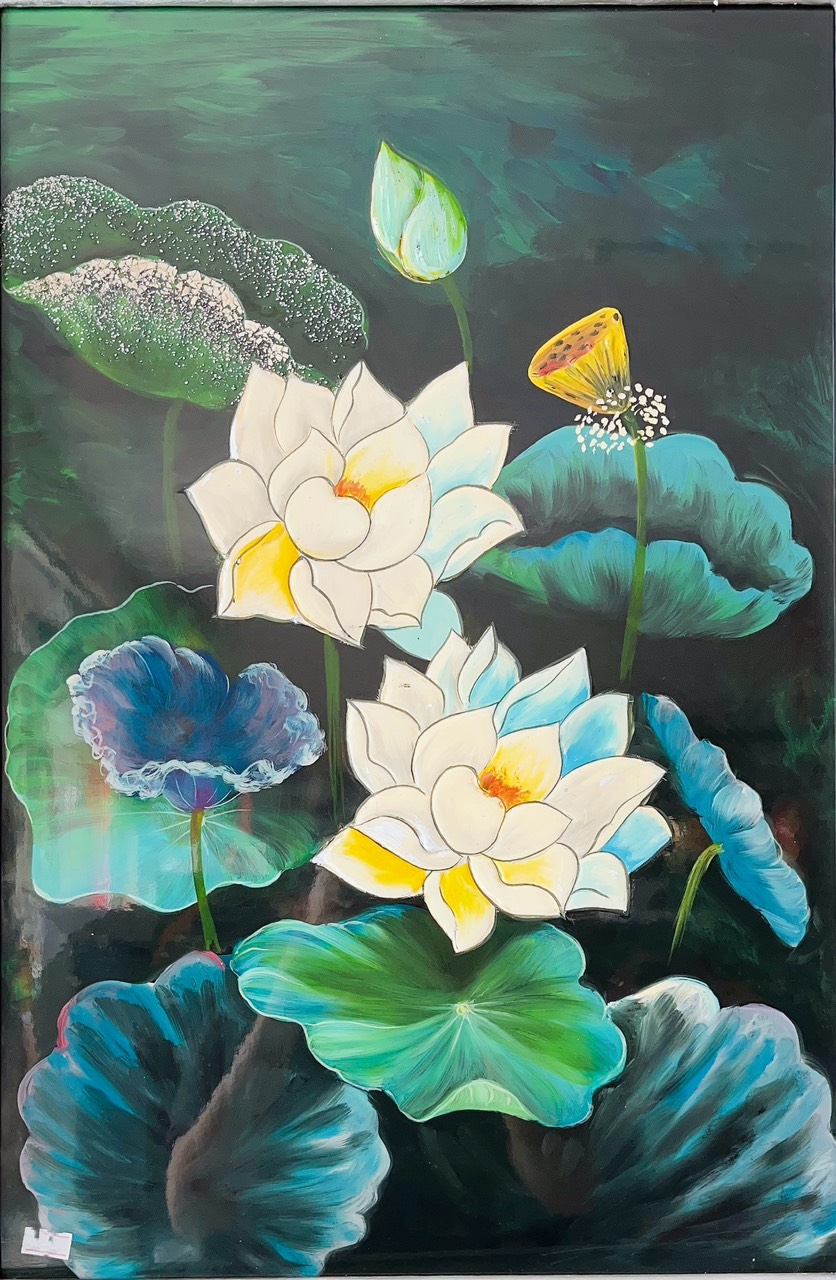 Tranh sơn mài hoa sen, hoa hồng,....cao cấp size 40x60 cm thích hợp để trang trí, làm quà tặng