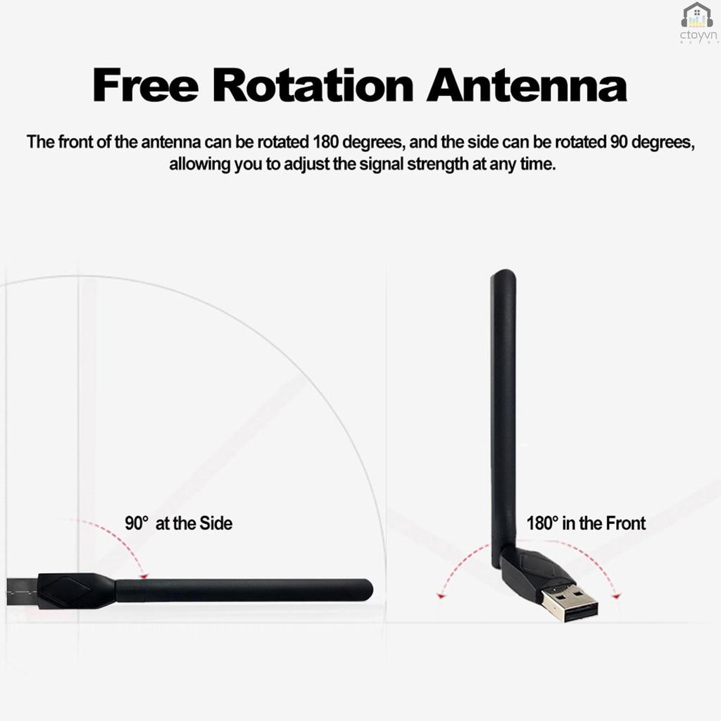 USB WiFi Dongle USB 2.0 150Mbps 802.11b/g/n kèm ăng ten cho DVB-S2 STB