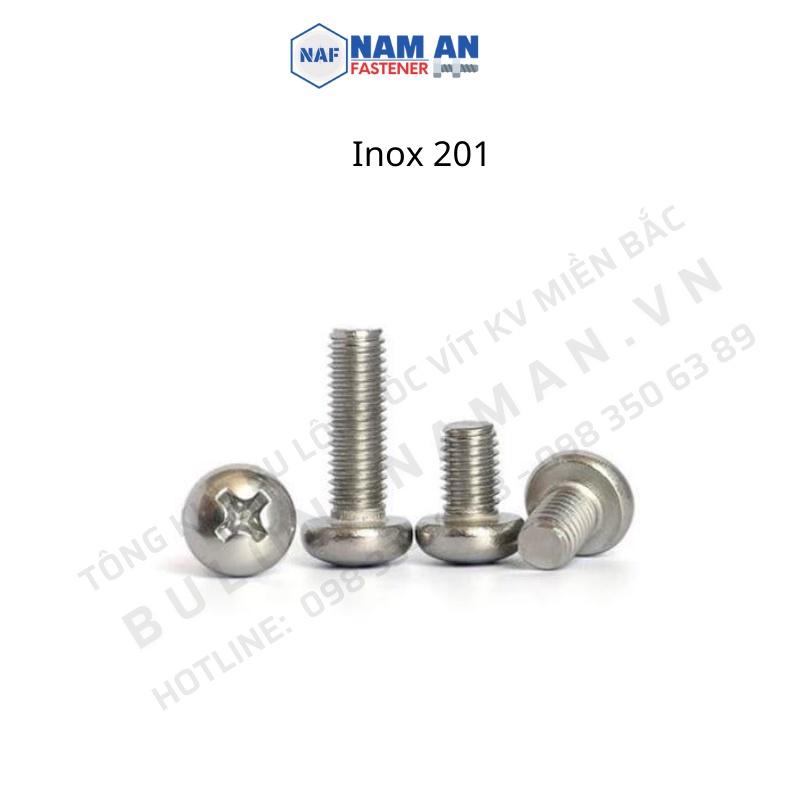 100 con Vít bake đầu tròn Inox 201 M6x15, vít bu lông đầu tròn Inox 201 M6x15