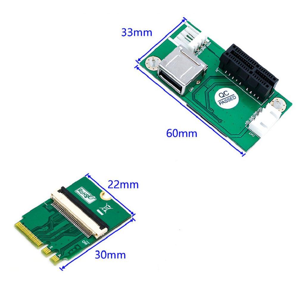 -E X1/X4/X8/X16 to M.2 Key A/E Adapter Card w/ USB Port & FPC Cable