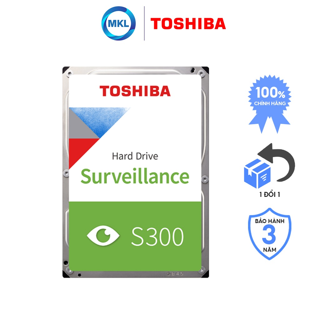 Ổ cứng camera hdd Toshiba S300 Surveillance Sata 3 dung lượng 1TB/2TB/4TB/6TB/8TB/10TB loại 3.5inch hàng chính hãng