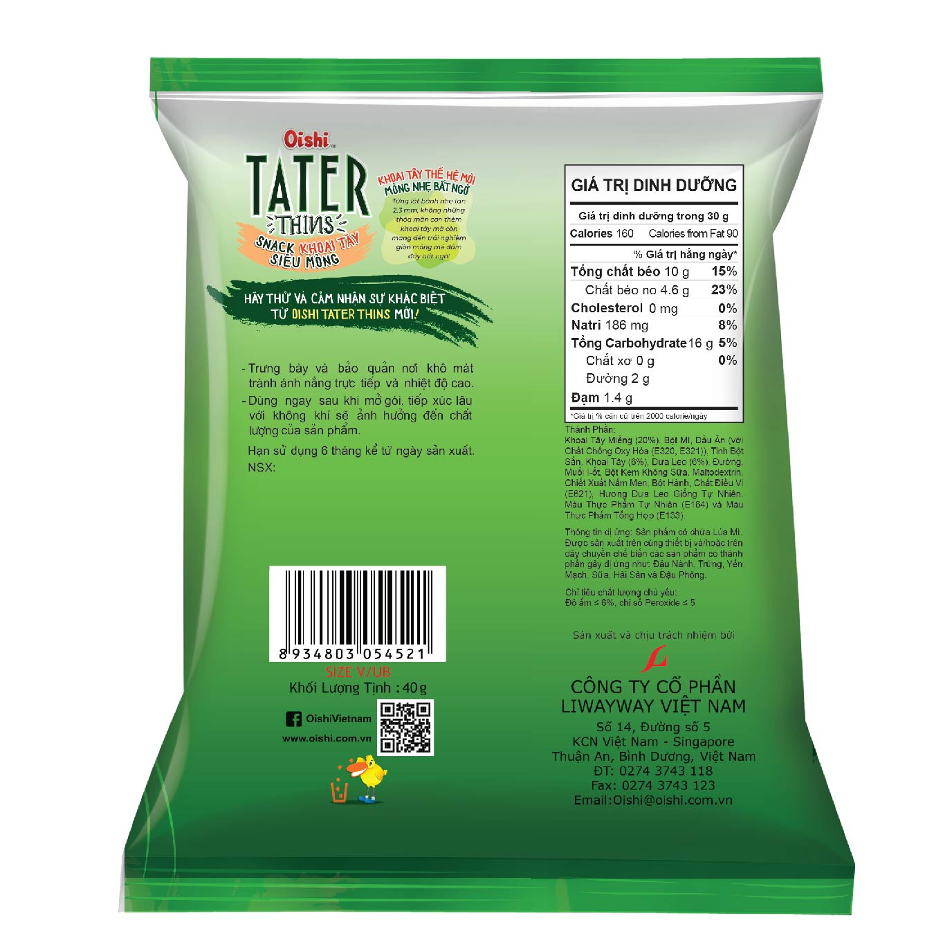 Combo 12 gói Oishi Snack Khoai Tây Siêu Mỏng Tater Thins Vị Dưa Leo (80g/gói)