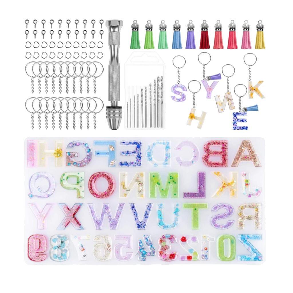 172pcs Kit Resin Alphabet Number Silicone Mold DIY Craft Casting Resin Mould Set