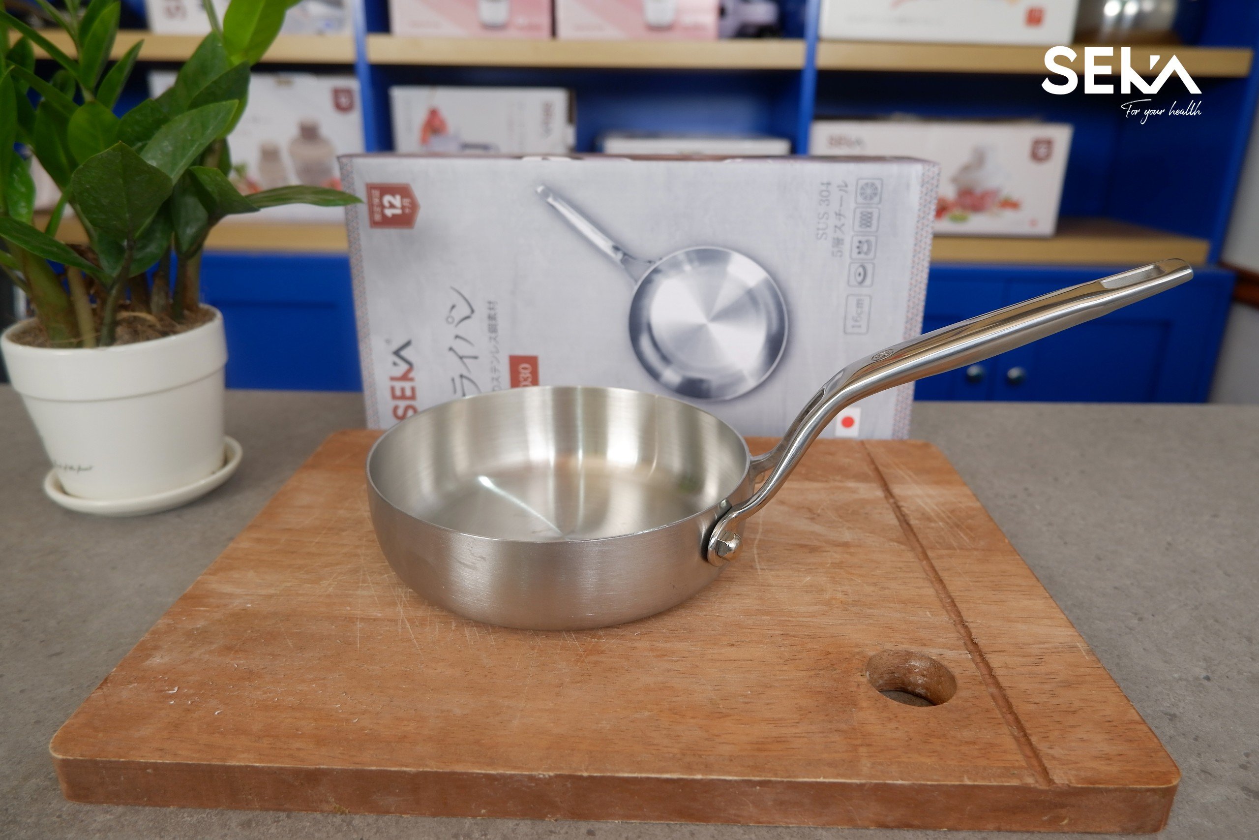 Chảo inox Nguyên khối nông lòng SEKA size 22 và 26 sử dụng cho mọi loại bếp