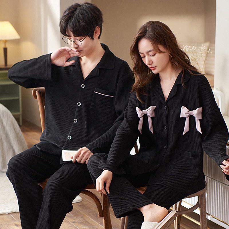 Bộ Ngủ Pijama Đôi Nam Nữ Chất Liệu Bông Cotton Mềm Mịn Co Giãn Hàng Cao Cấp QC