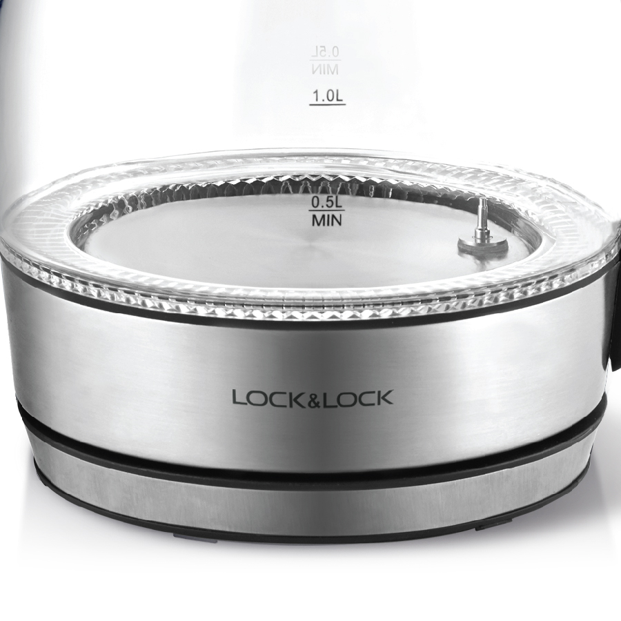 Ấm Điện Thủy Tinh Siêu Tốc Lock&Lock EJK341 - Hàng Chính Hãng, Đèn Đổi Màu Theo Nhiệt Độ, Điều Chỉnh Nhiệt Độ Sôi, Tặng Kèm Ống Hút Và Cọ Rửa