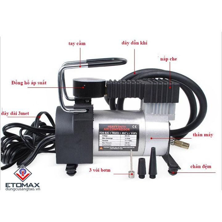 Máy nén khí bơm hơi mini 12V cắm tẩu ô tô