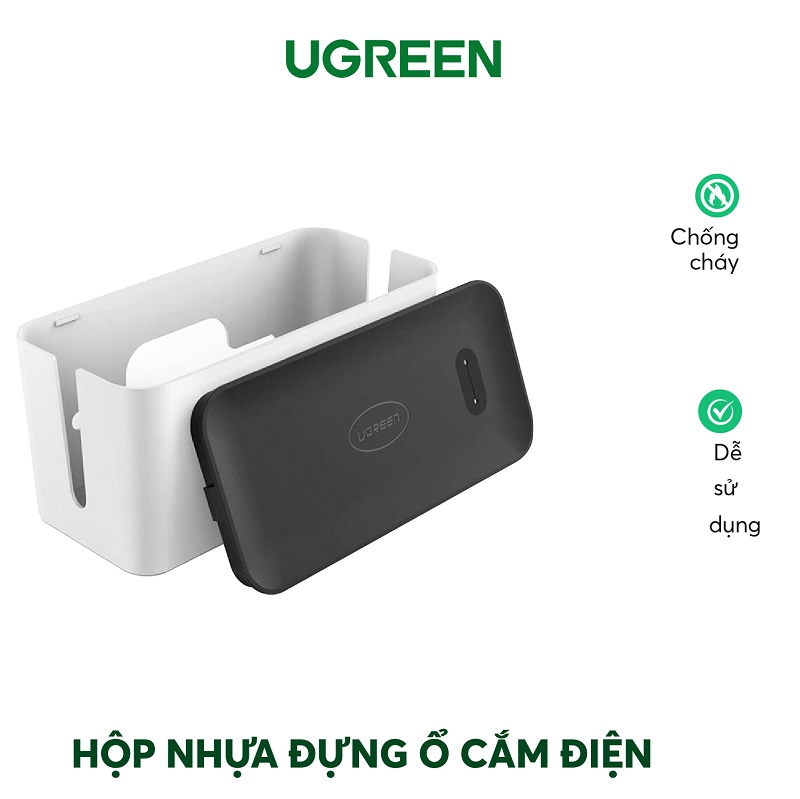 Hộp đựng ổ cắm điện thông minh chống cháy an toàn Ugreen 30397, 30398 ( 27.8* 12.8*13.1cm ) hàng chính hãng