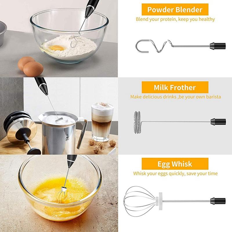 Bọt Sữa, Màn Hình LCD Cà Phê Frother 3 Đầu Điện Đánh Với 3 Tốc Độ Điều Chỉnh USB Sạc Cầm Tay Máy Tạo Bọt