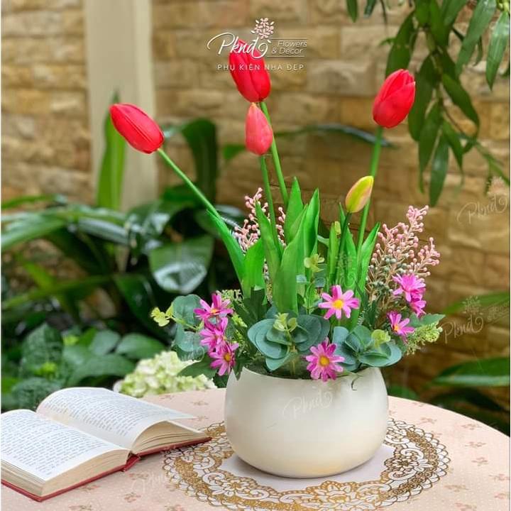 Chậu tròn men mát cắm hoa, trồng cây