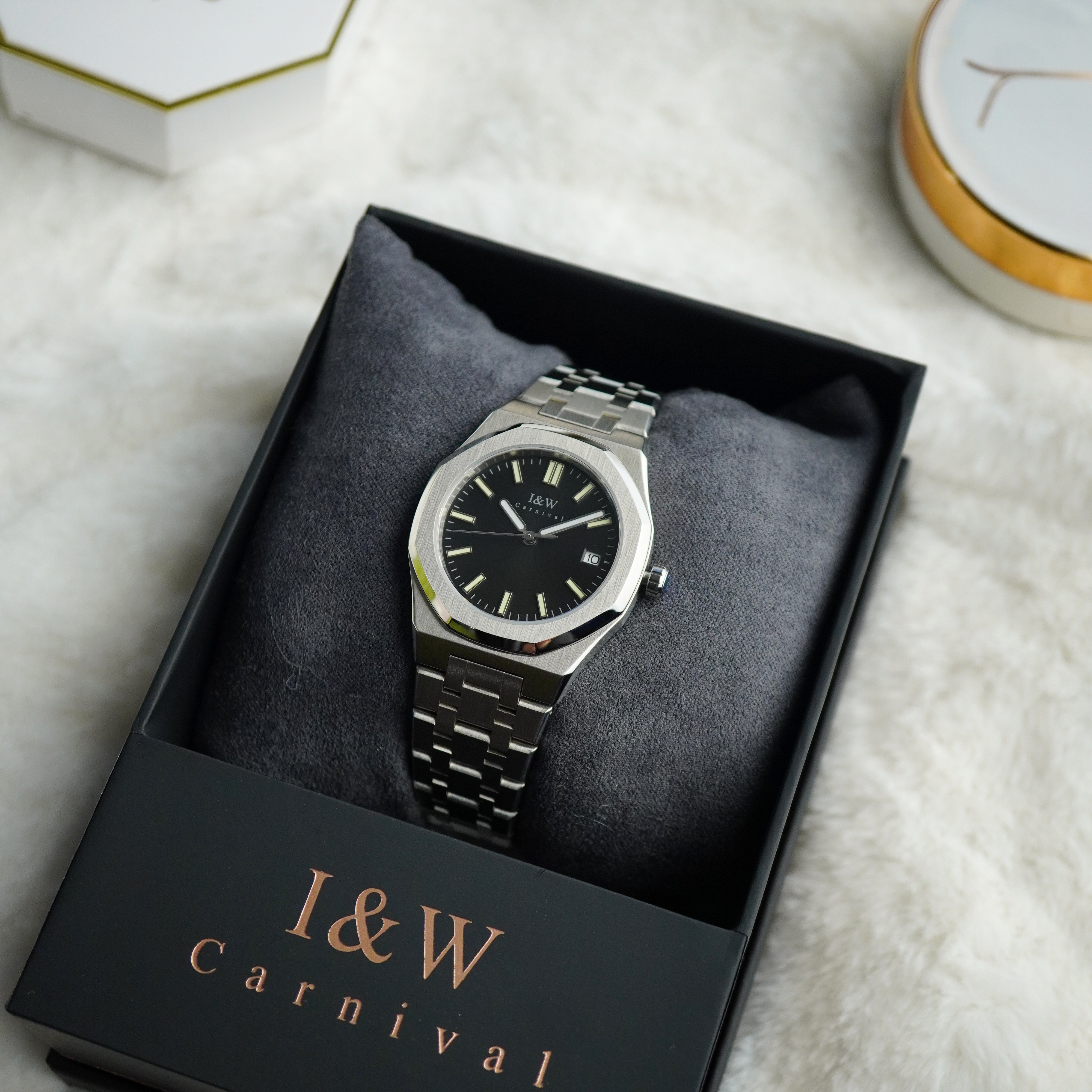 Đồng hồ nữ chính hãng I&amp;W Carnival 55793L-T3 ,Kính sapphire,chống xước ,Chống nước30m,bảo hành chính hãng ,Máy điện tử (pin),dây thép