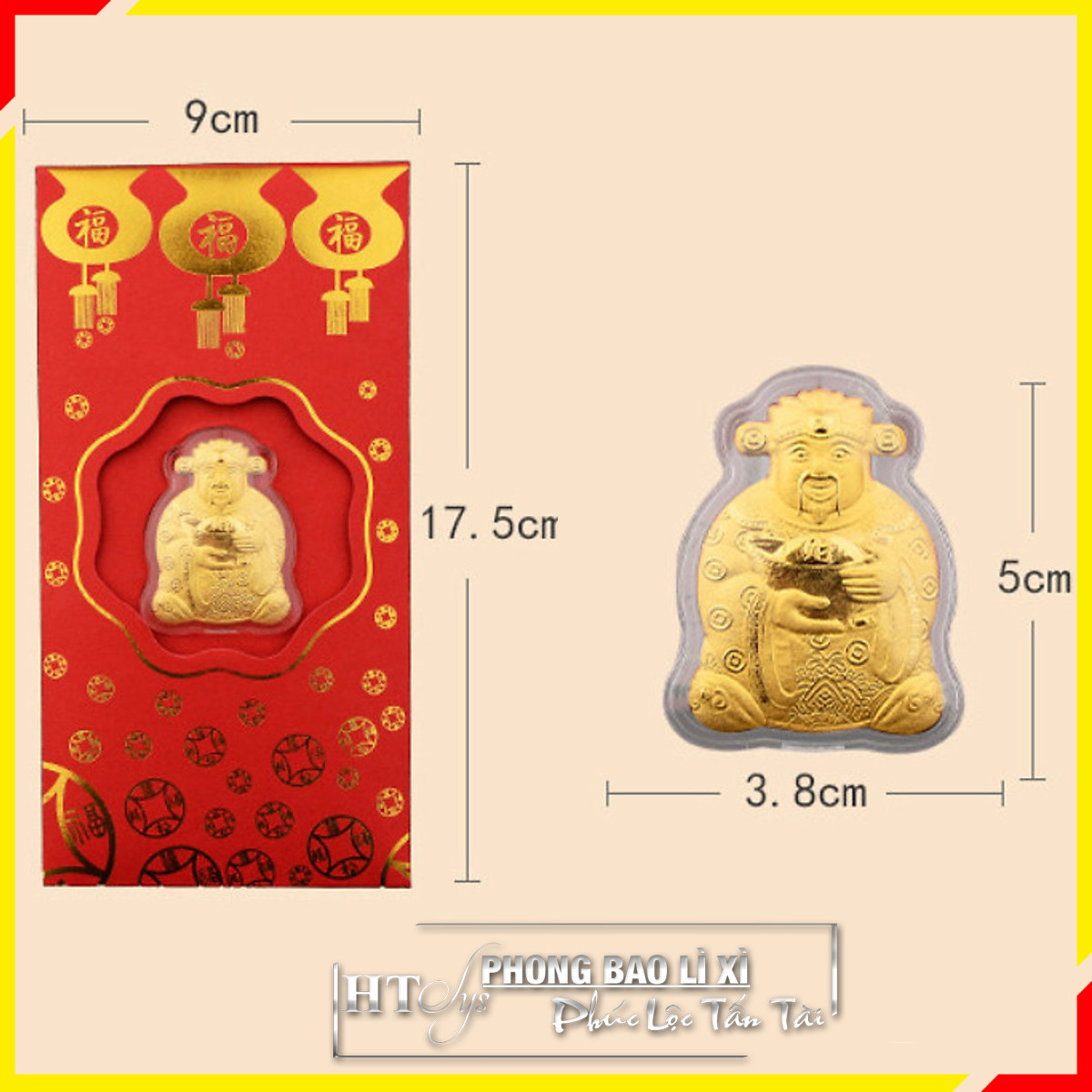 Phong bao lì xì tết 2021 - HT SYS - Biểu tượng Thần Tài - Mang lại như ý, cát tường, thịnh vượng, tài lộc, may mắn